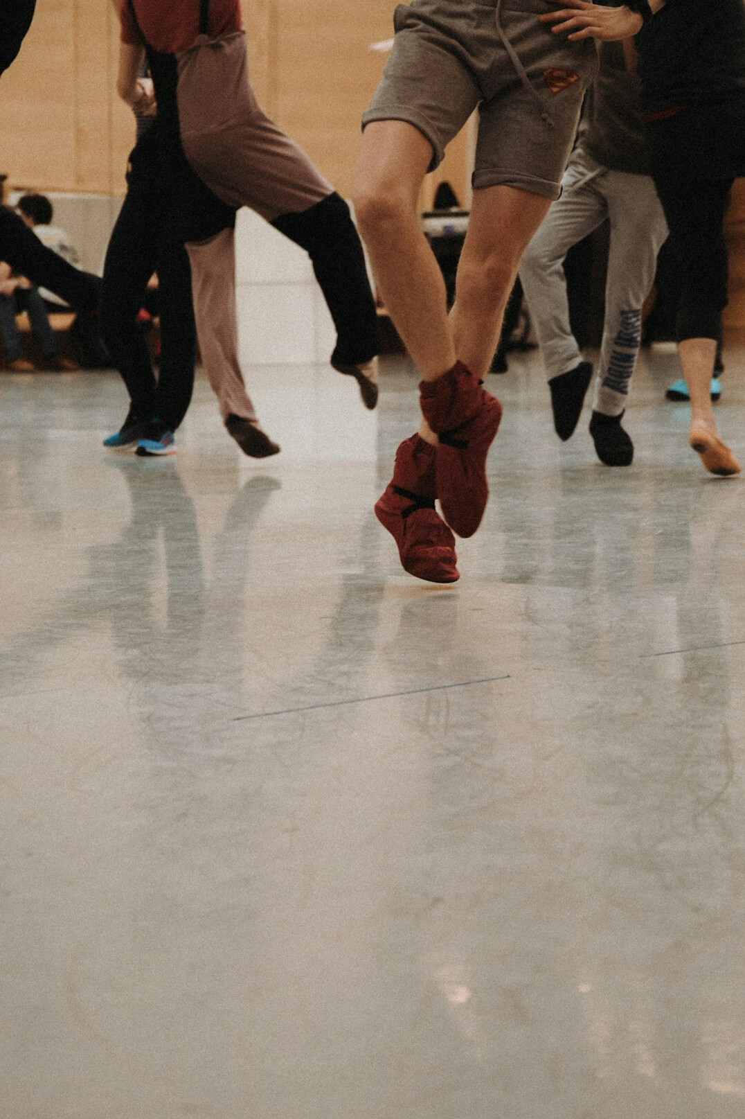 Japanese seniors enjoying a social dance class in a community hall